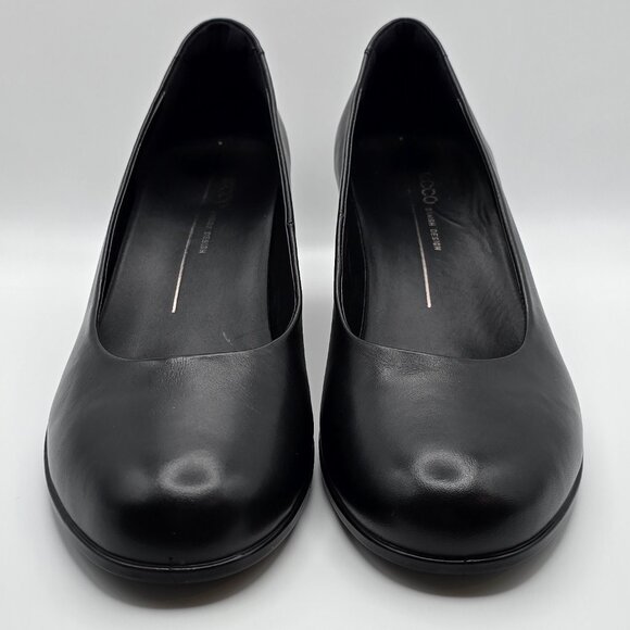 Ecco Black Leather Structured Pumps Size 40/9-9.5US - New, No Box - Picture 1 of 6